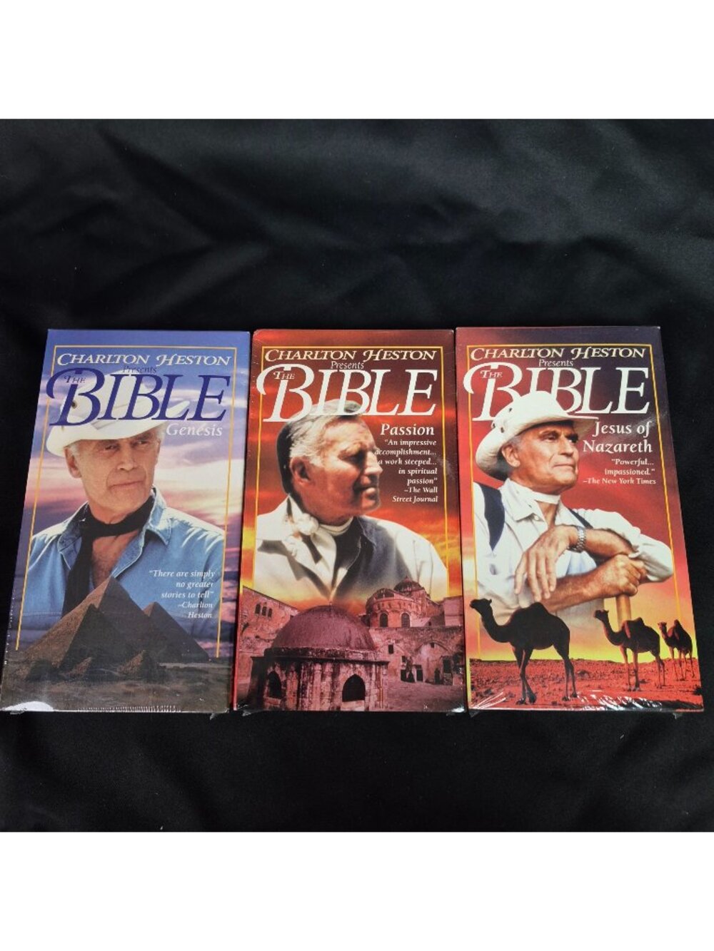 The Bible Charlton Heston Genesis, Jesus of Nazareth, Passion VHS Tapes '93 VTG